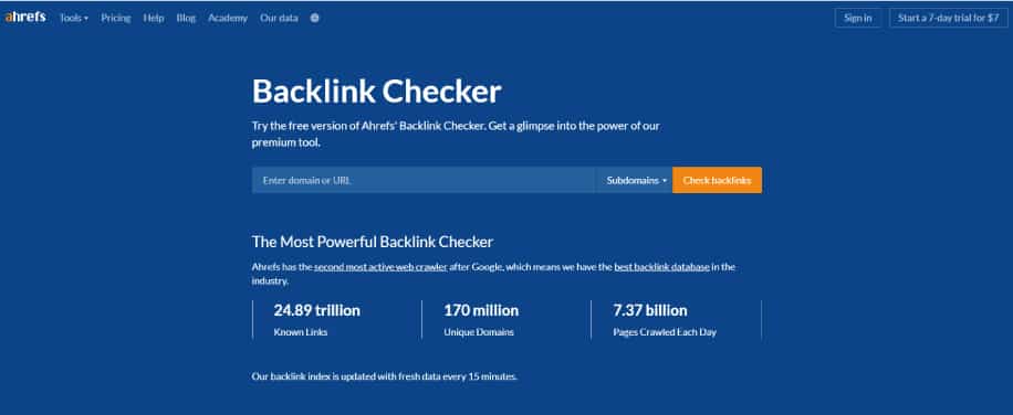 Ahrefs backlink checker