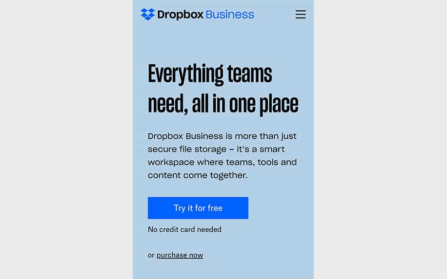 DropBox mobile screenshot