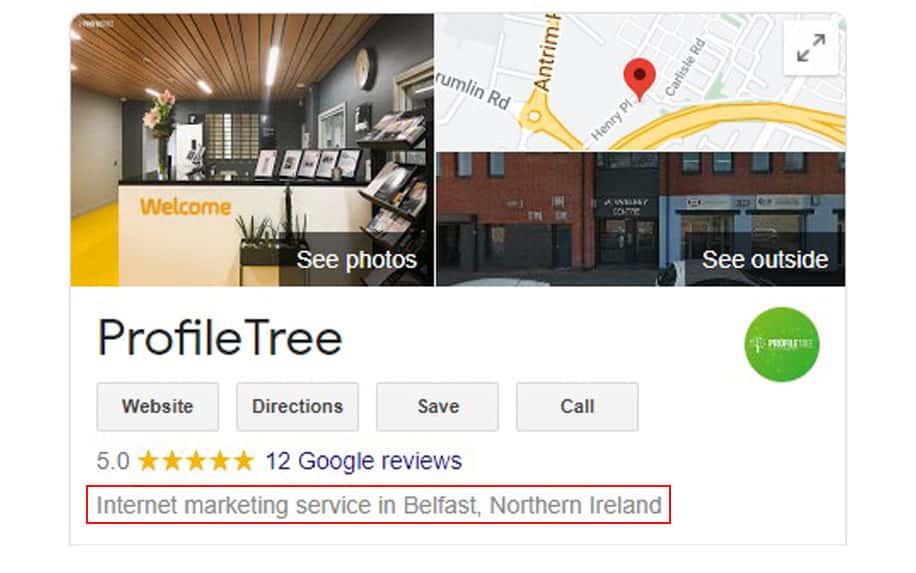 Label example in Google My Business