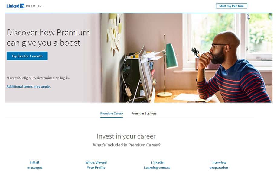 What is LinkedIn premium screenshot