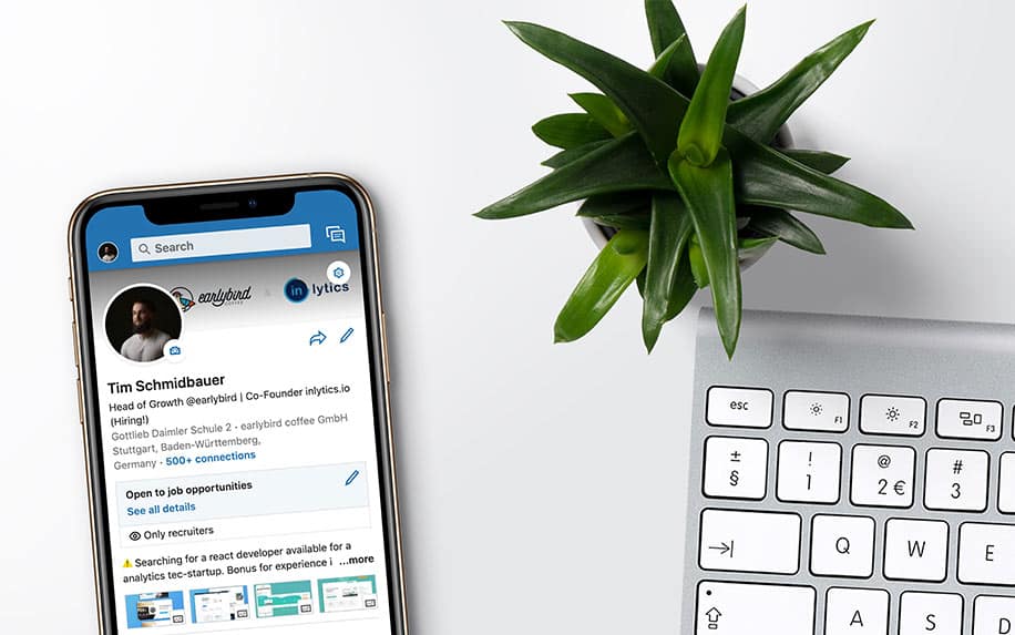 LinkedIn profile on mobile phone image
