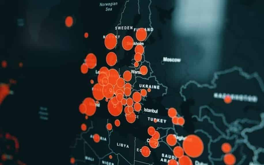 map of Europe showing location statistics of viewers