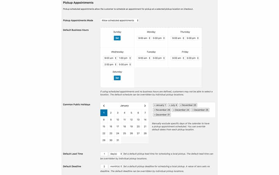 Click and collect appointments screenshot