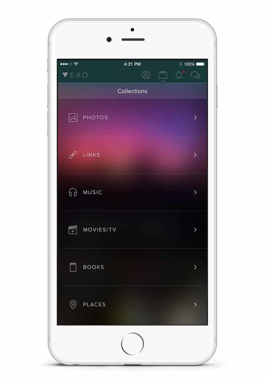 Vero App actions image