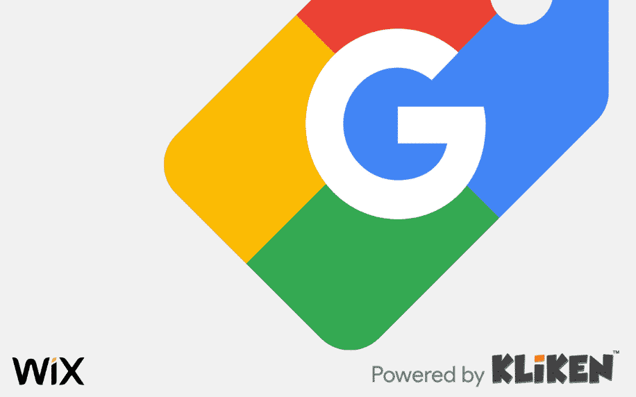 grey background with Google, Kliken and Wix logo