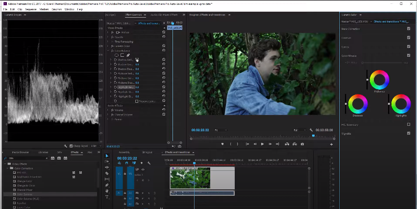 Colour grading and correcting for adobe premiere pro cc