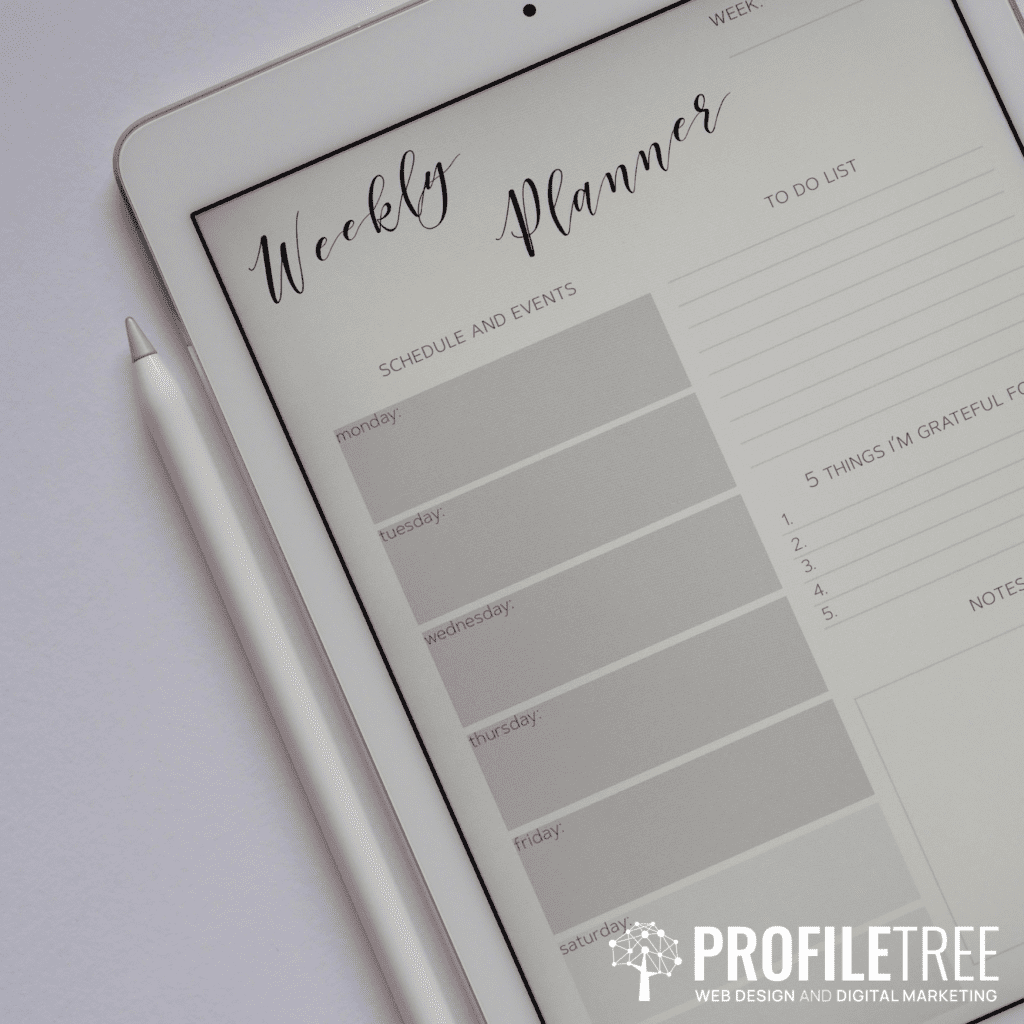 Image of a weekly planner calendar on iPad