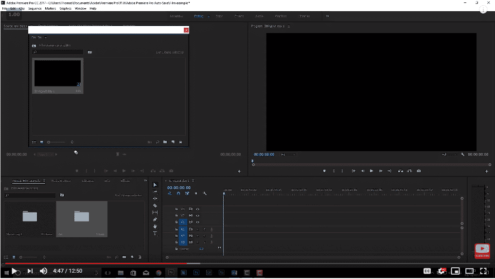 Example of the premiere pro dashboard - Premiere Pro Editing